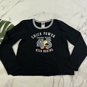 Looney Tunes Womens Vintage Y2k Tweety Bird Tee Shirt Size L Black Chick Power